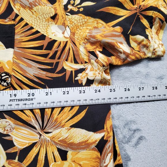 Panama Jack Hawaiian Shirt Tropical Flowers and Beer Mugs Gold Black Men Sz XL - Picture 10 of 11
